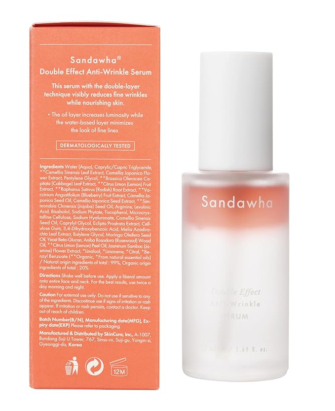 SKINCURE Sandawha Double Effect Anti-Wrinkle Serum with Camellia Extract - Vegan Korean Serum, Nourishes & Reduce Wrinkles, Daily Line Smoothing Treatment for Fine Lines, 1.76 fl.oz.