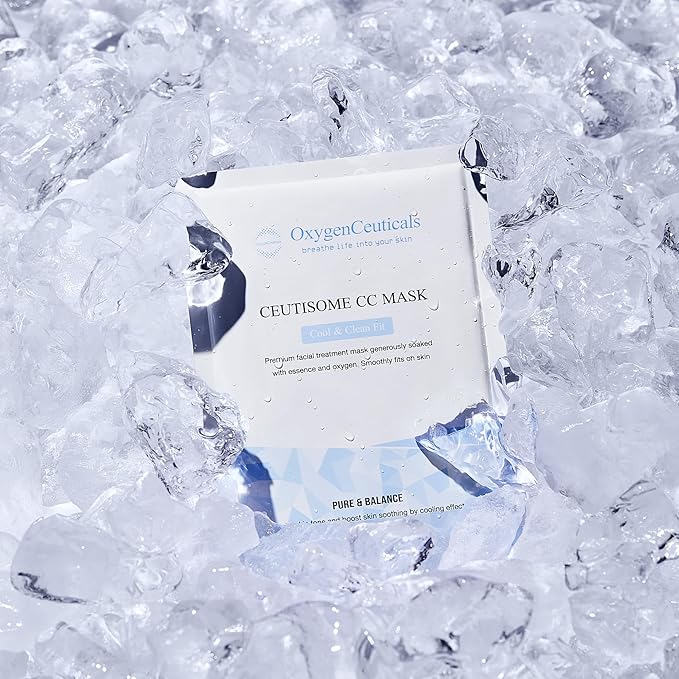 Ceutisome CC Mask – Premium Korean Facial Mask Sheets with for Menthol Cooling, Calming & Moisturizing (6 Sheets/Box)