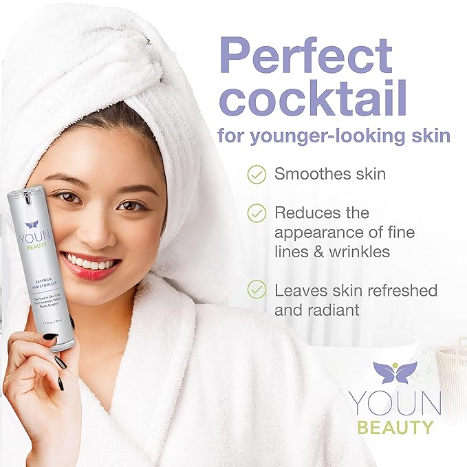 YOUN Beauty Retinol Night Cream Moisturizer for Face by Holistic Dr. Anthony Youn – Paraben-Free Face Moisturizer with Vitamin B5 & E, Hyaluronic Acid, and Green Tea for Skin Renewal, 50ml