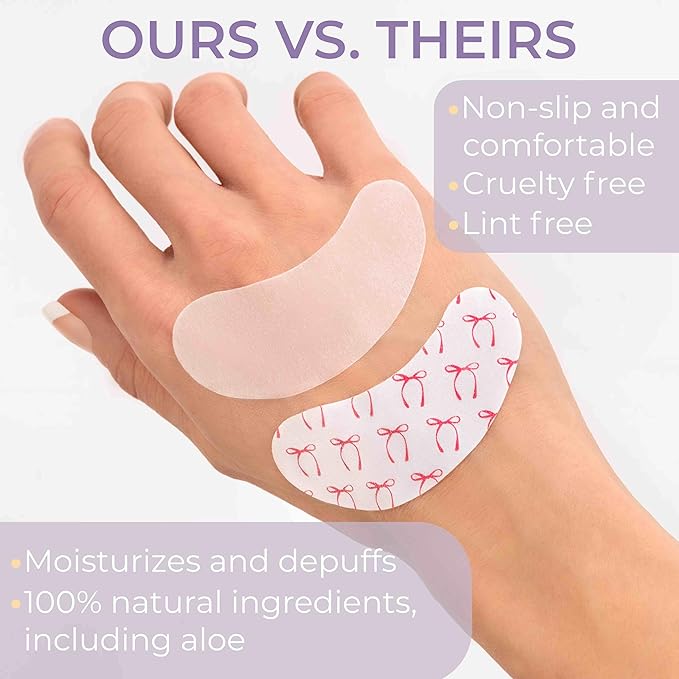 50 Pairs Under Eye Gel Pads for Lash Extensions, Lash Lifts, Aloe Vera Hydrogel Eye Patch (bow)