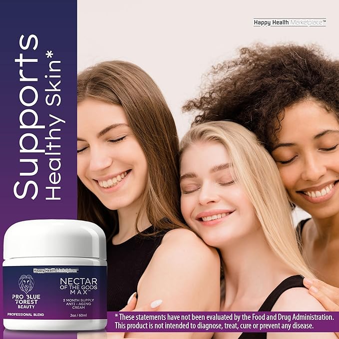 Our Best Anti Wrinkle Anti Aging Cream - Nectar Of The Gods Max - 2 Month Supply - Anti Aging Reactivate Serum For Women & Men - Premium Anti Age Moisturizer For Men & Women - Pro Blue Forest Beauty