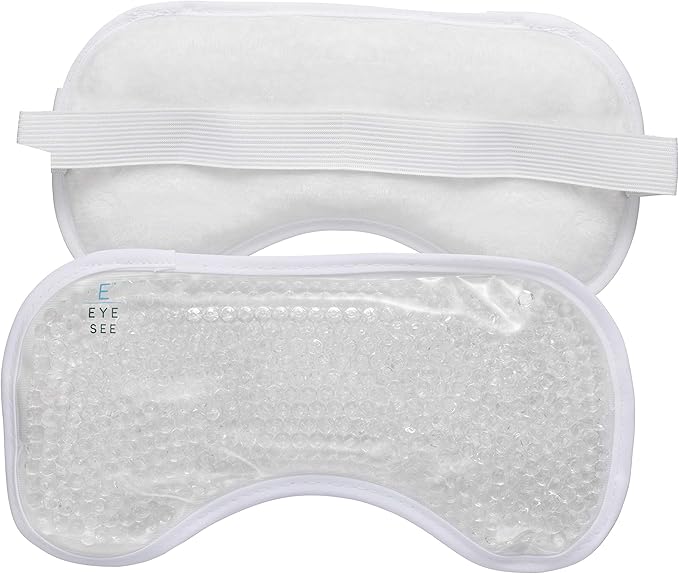 Eye See Plush Gel Eye Mask for Puffy Eyes, White - Cold Eye mask to Treat Dark Circles, Sinuses, Dry Eyes, and for Allergy Relief - Microwave Safe for Heat Therapy