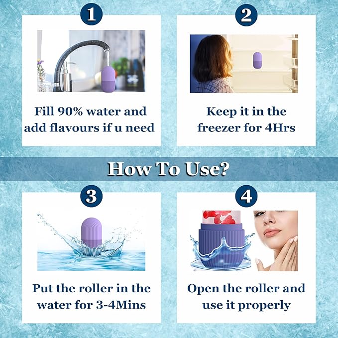 Ice Roller for Face, Eyes & Neck – Reusable Silicone Ice Mold for De-Puffing, Skin Care & Facial Massage (Green)