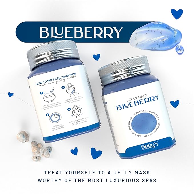 BRÜUN Jelly Mask Jar Blueberry Burst Peel-Off Face Care Rubber Mask - A 23 fl oz Skin Care Moisturizing Gel Mask Jar Spa Set for Men, Women and Adults on Formal Gatherings and Events