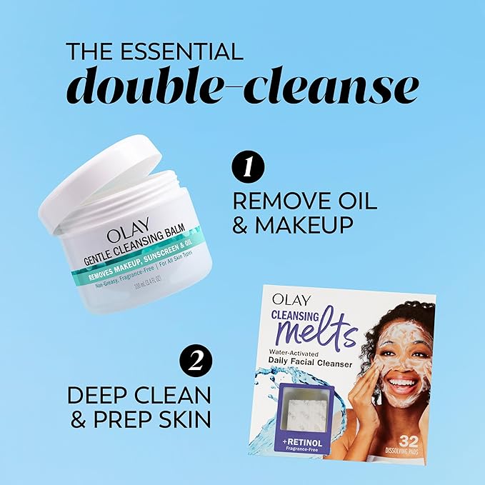 Olay Gentle Cleansing Balm Makeup Remover, Fragrance Free, 3.4 fl oz, Hydrating Face Cleanser Removes Makeup, Sunscreen and Oil