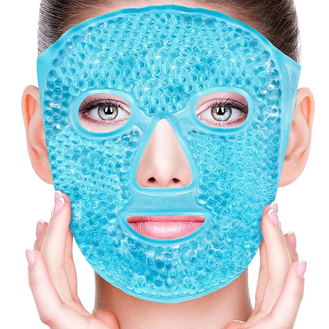 Cold Face Eye Masks Ice Face Mask Hot Cold Compress For Dark Circles, Puffiness, Migraines, Headache, Stress, Redness, Cooling Face Masks For Women Man, Skin Care
