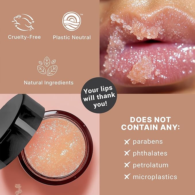 Lip Scrub Exfoliator Vanilla - USA Made Sugar Lip Scrubber with Natural & Organic Ingredients