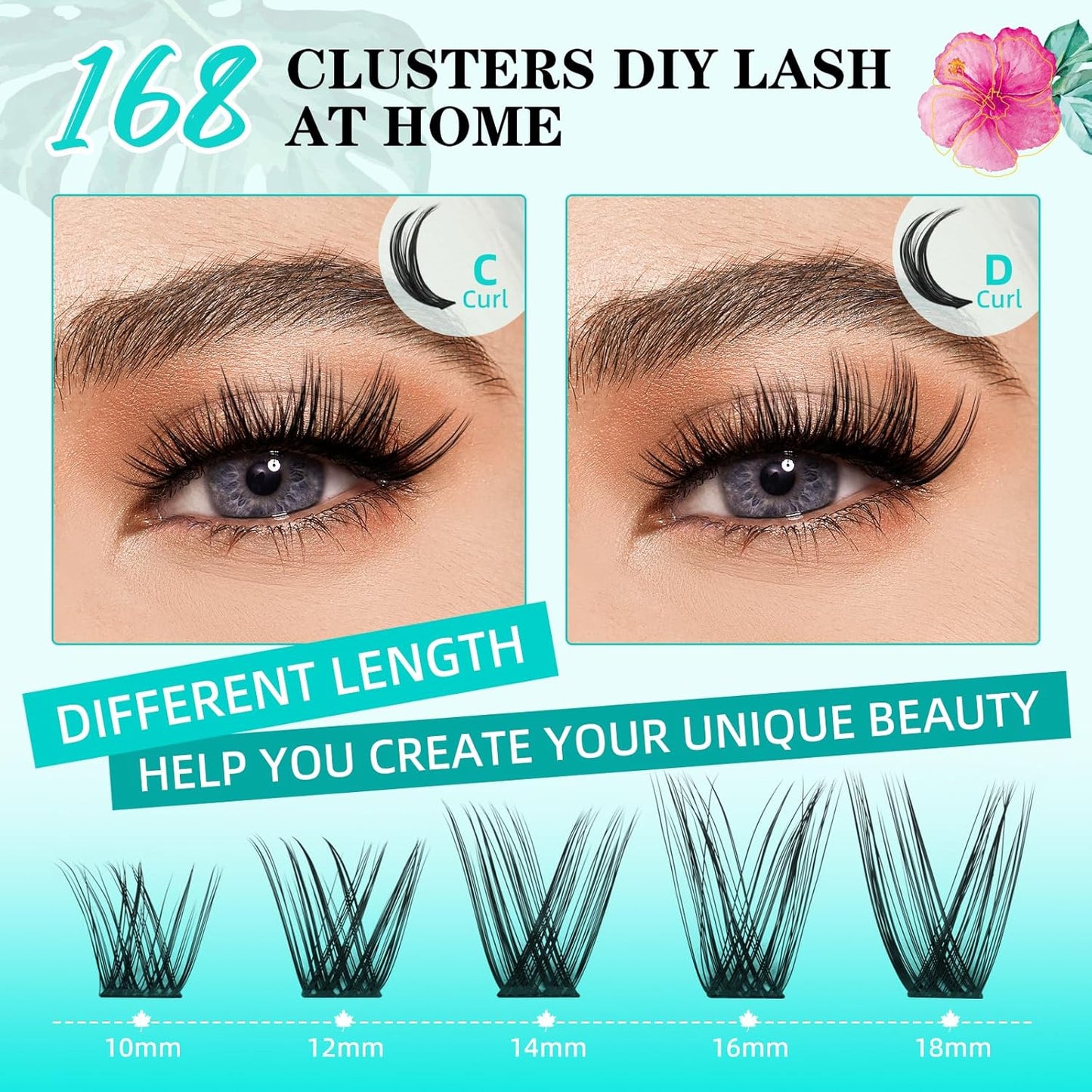 Lash Clusters Wet Look 168Pcs Eyelash Cluster Ultra-Thin Lash Band Eyelashes Extensions Spiky Anime Wide Span Lashes(Hollyhock,C-12mm)