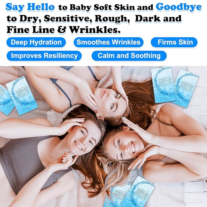 Collagen Face Mask Skincare For Women Hyaluronic Acid Moisturizing Firming Calming Hydrating Pore Treatment of Different Ages and Skin Types Urban Beauty Secret 12 PCS