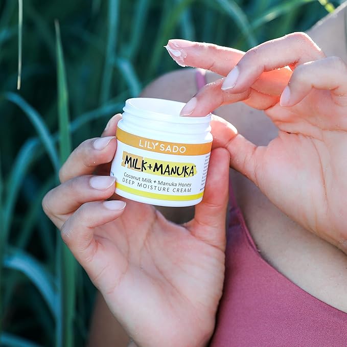 LILY SADO MILK+MANUKA™ Coconut Milk and Manuka Honey Natural Face Moisturizer - Non Greasy Organic Facial Cream with Cocoa Butter and Gotu Kola - Amazing Anti-aging Formula