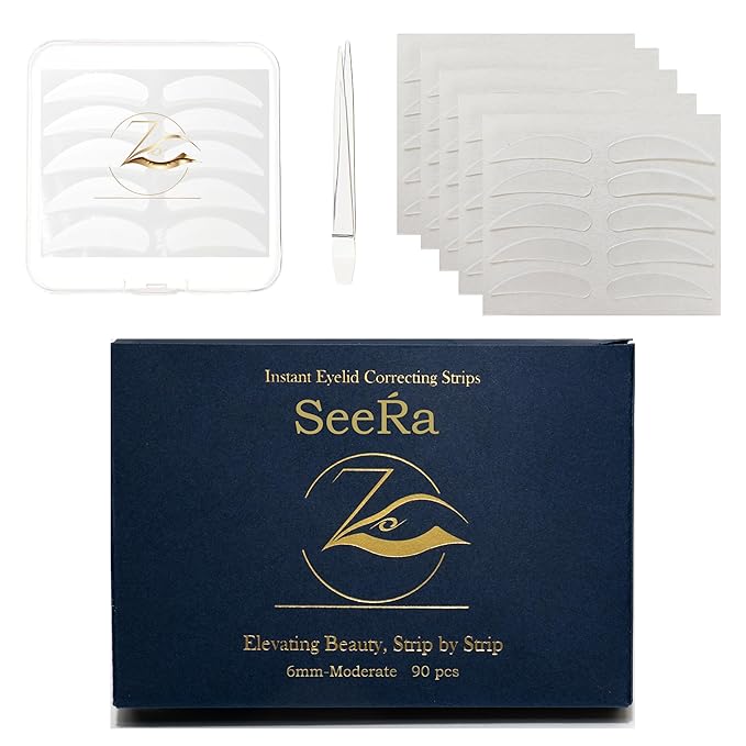 SeeRa: Instant Lifting Eyelid Tape for Hooded & Droopy Eyes - Hypoallergenic, Waterproof, Invisible Eye Lift Strips, Non-Surgical, Eyelid Lifters & Stickers-90pcs (4mm-7mm) (6mm-Moderate)