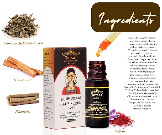 TATSAT Kumkumadi Exquisite Face glow Serum for radiant,spotless wrinkle free skin.anti aging,non oily-10m