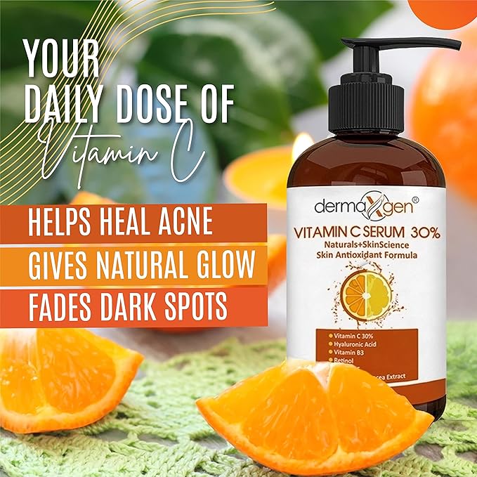 30% Vitamin C Serum (8 Fl Oz) Pure Organic Anti- Wrinkle + Hyaluronic Acid + Retinol + Vitamin E + Vitamin B, Facial Serum For Anti-aging, Wrinkles, And Fine Lines.
