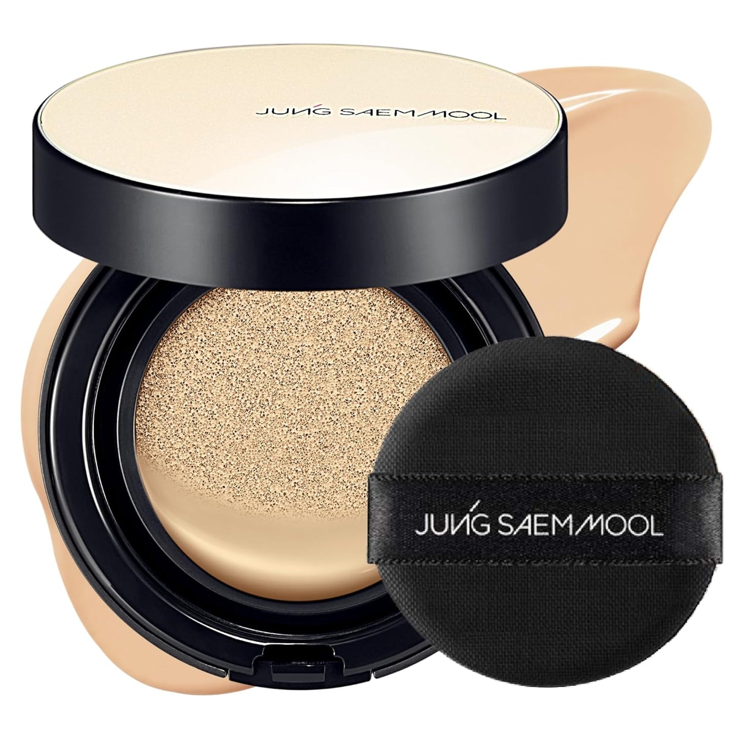 JUNG SAEM MOOL Essential Skin Nuder Cushion 19W Light 0.49 Fl Oz, No Refill, Natural Radiant Finish Cushion Foundation with Buildable Coverage, Lightweight Texture, Korean Foundation Makeup