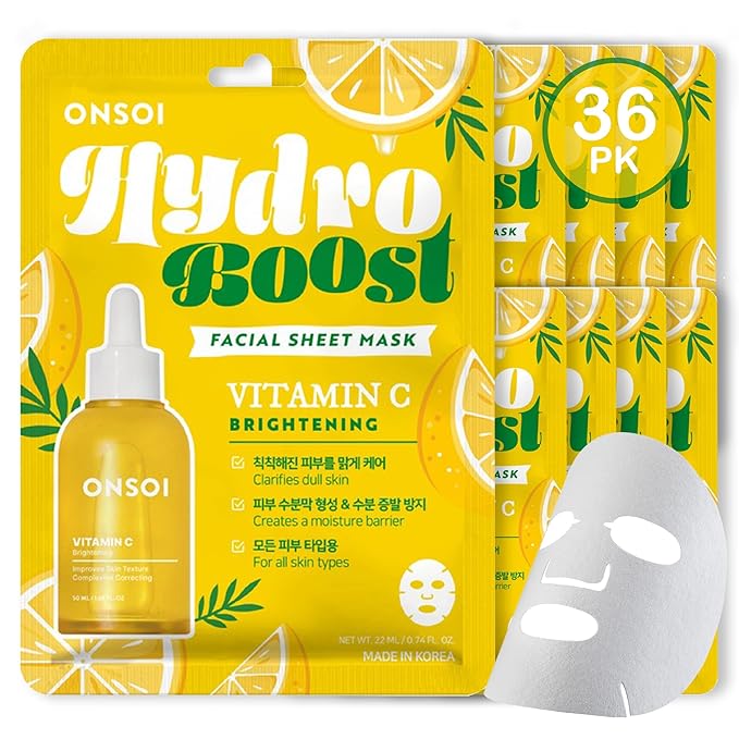 36PK ONSOI Hydro Boost Moisturizing Face Masks Skincare Korean Skin Care Facial Sheet Mask (36, 36PK Brightening)