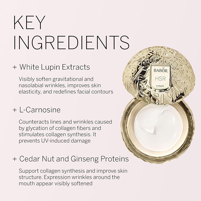 BABOR HSR Lifting Anti Wrinkle Cream, Travel Anti Aging Night Cream, Target Fine Lines & Wrinkles, Vitamin E, Increase Moisture & Radiance, Daily Moisturizer for Smoother Skin, 0.5 oz