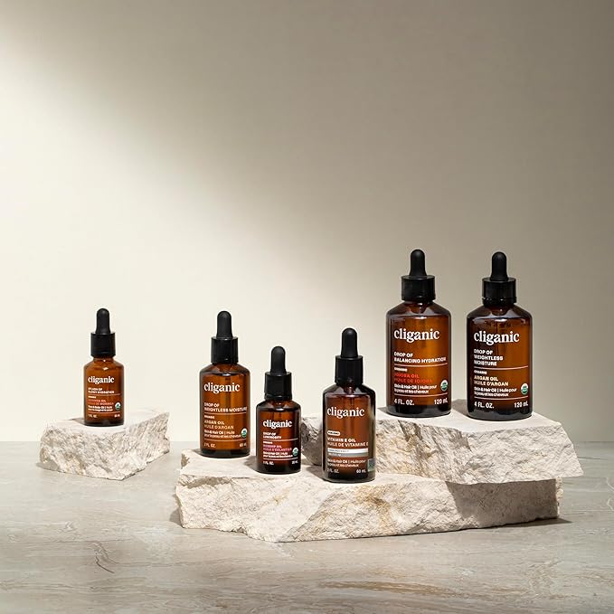 Cliganic Organic Argan Oil, 100% Pure - for Hair, Face & Skin | Cold Pressed Carrier Oil (Packaging May Vary)