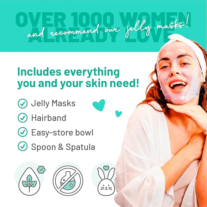 BRÜUN Jelly Mask Jar Chlorella Peel-Off Face Care Rubber Mask - A 23 fl oz Skin Care Moisturizing Gel Mask Jar Spa Set for Men, Women and Adults on Formal Gatherings and Events