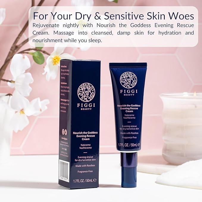 Face Moisturizer Evening Cream 50ml | Nourish the Goddess Night Cream for Face | Face Cream Formulated for Anxious & Sensitive Skin | Vegan & Cruelty Free |