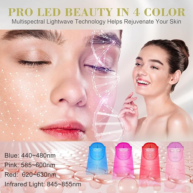 OSITO LED Face Mask Light Therapy, FSA/HSA Eligible, Red and Blue Light Therapy for Face, 4-in-1 Color LED Face Mask for Facial Wrinkle and Acne Reduction