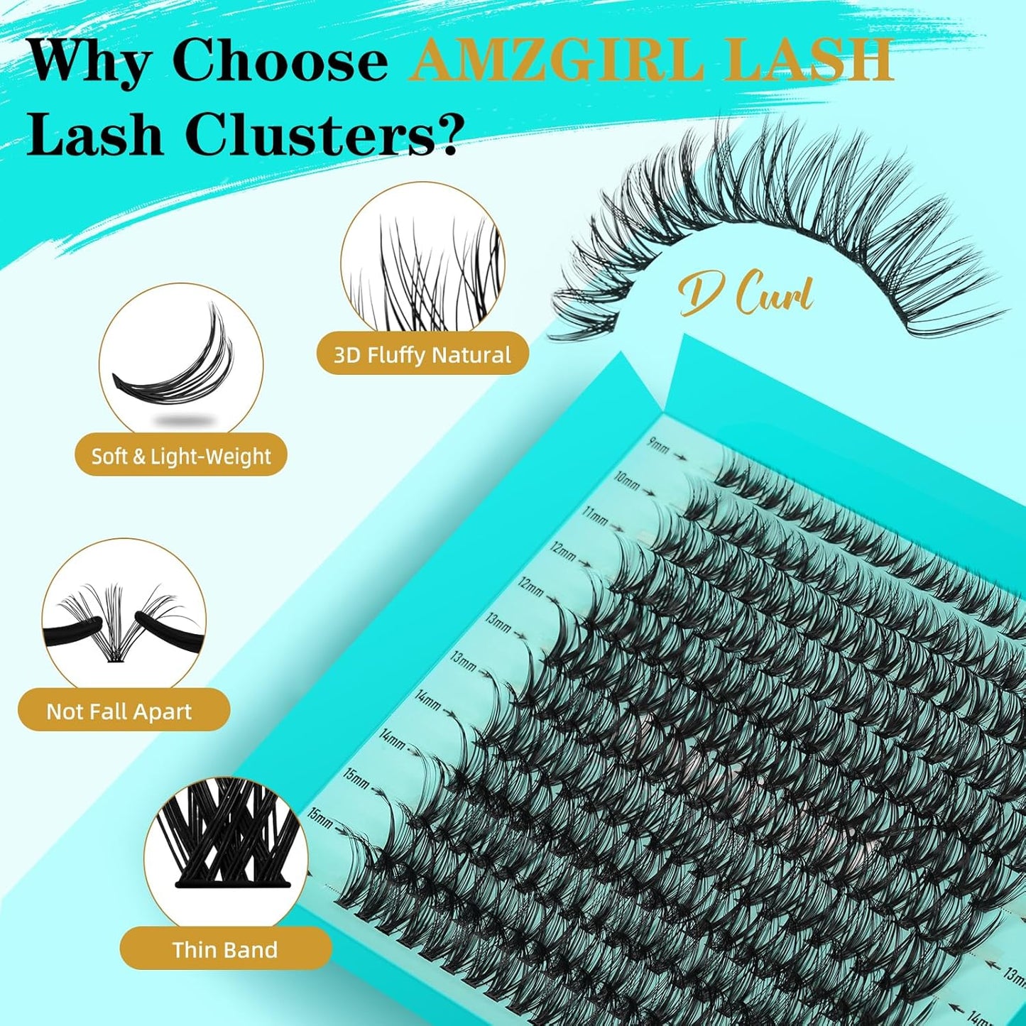 Lash Clusters Kit 240PCS Eyelash Extension Kit D Curl Wispy Clusters Lash DIY Lashes Extensions Kit Natural Individual Lashes Kit with Lash Bond and Seal Eyelash Tweezer(30D,D-Mix9-16mm)