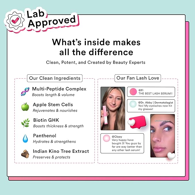 'Cosmic Lash' Eyelash Serum | Lash Growth Serum Without Prostaglandins | Thicker, Longer, More Defined Lashes Naturally | 4 Months Supply XL Size | Made in USA, cGMPA Certified Lab