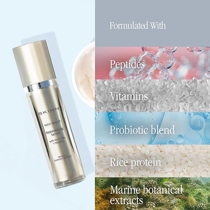 SKINN Neck Amour Redensifying Serum - Anti-Aging Neck Cream with Stem Cells & Peptides Tighten the Appearance of Loose & Sagging Skin - Enriched with Rice Protein