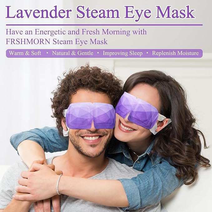 48Packs Steam Eye Mask, Heated Eye Mask Warm Compress for Eyes, Self Heating Disposal Eye Mask Sleep Mask for Home Spa, Travel Essentials (Lavender & Unscented)