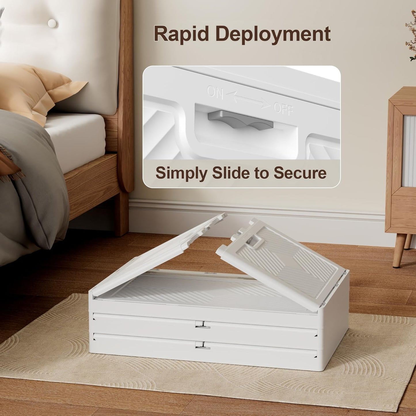 JOYMOOP Folding Storage Bins Organizer, 148.8 Quart Collapsible Storage Boxes with Wheels and Door, Stackble Plastic Storage Container for Clothing, Books and Sundries (XL, 12.4 Gal Per, 3 Tiers)