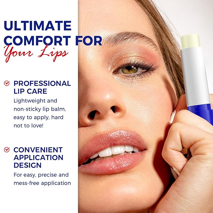 2PCS, Medicated Lip Balm Hydrating w/Petrolatum, Shea Butter, Beeswax, 100% Natural Ingredients, Organic Lip Butter Balm & Moisturizers Lip Repair For Dry Cracked Lips Overnight Lip Treatment