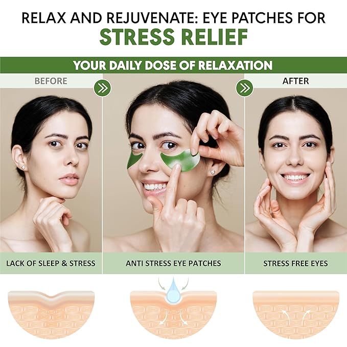 Eye Masks for Dark Circles and Puffiness – Hydrating Eye Patches with Collagen Hyaluronic Acid Green Tea & Aloe - Under Eye Treatment for Women and Men 30 Pairs