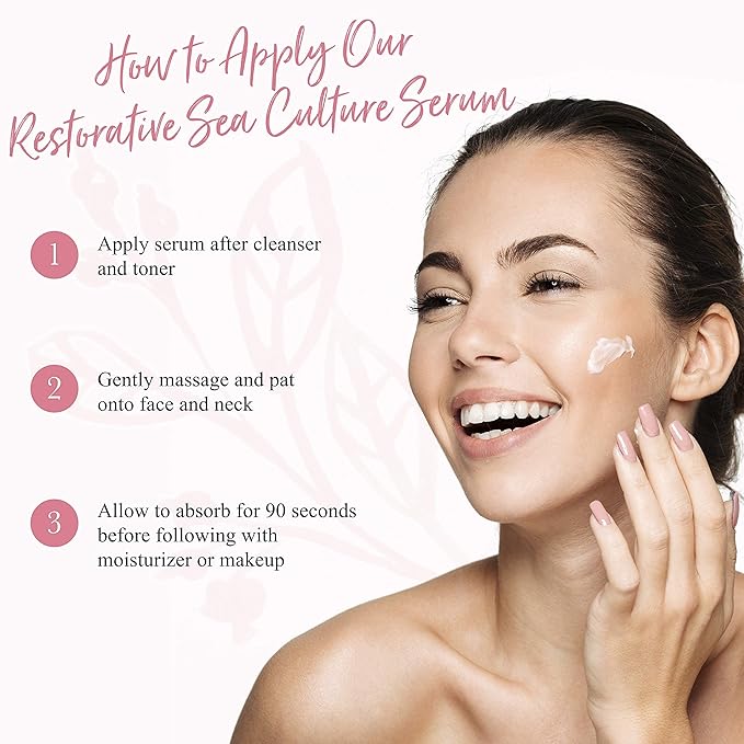 100% PURE Restorative Sea Culture Replenishing Serum, Anti-Aging Serum, Hyaluronic Acid for Face, Hydrating Serum for Everyday Use - 1 Fl Oz