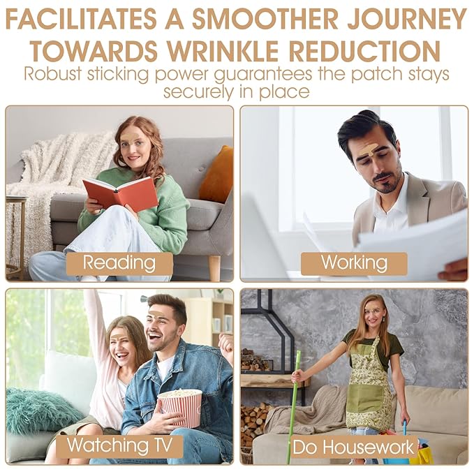 10pcs Forehead Wrinkle Patches, Anti Wrinkle Facial Patches for Forehead Fine Lines, Precut Face Patches Overnight to Smoothing Forehead Wrinkles, 11 Lines, Frown Lines & Wrinkles Treatment