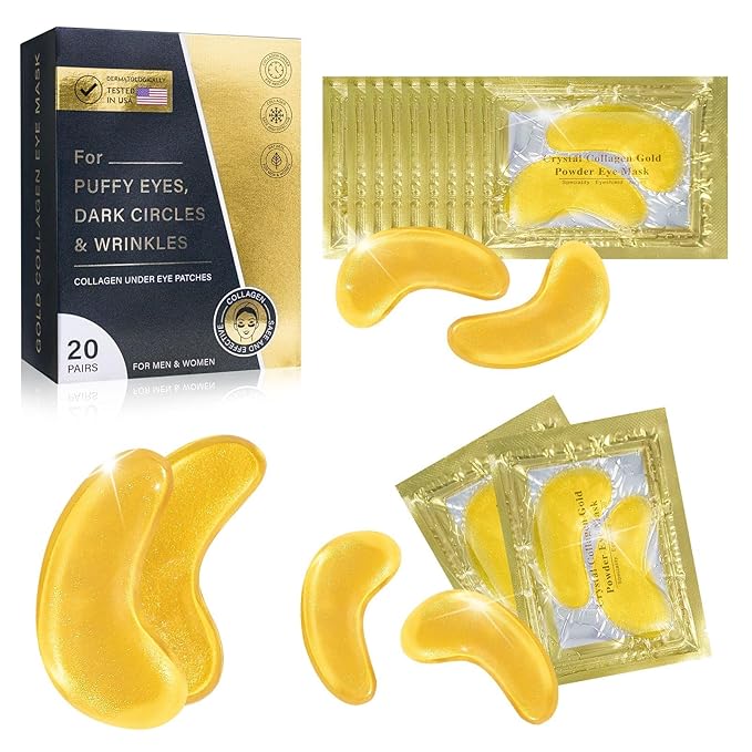 Under Eye Patches for Puffy Eyes and Dark Circles, 20 Pairs Eye Mask with Hyaluronic Acid & Collagen, Anti Wrinkle Patches for Nourishing, Moisturizing, Fine Lines Eye Care Treatment