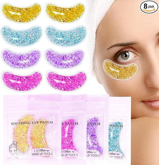 Under Eye Patches for Puffy Eyes, Reusable Ice Gel Eye Pad Cooling Eye Patch Hot Cold Therapy Eye Mask 8 Pack