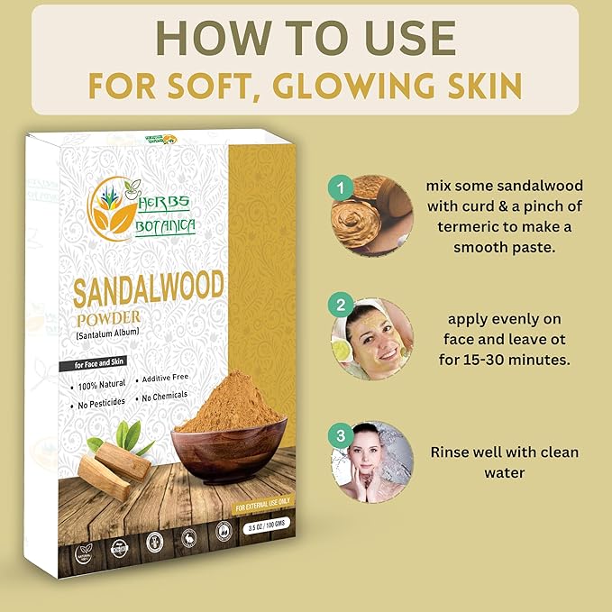 Sandalwood & Rose Petal Powder Combo Natural Powder Pack for Face Masks, DIY Beauty & Skincare 2 Packs Each 3.5 oz Finely Ground for Smooth Application