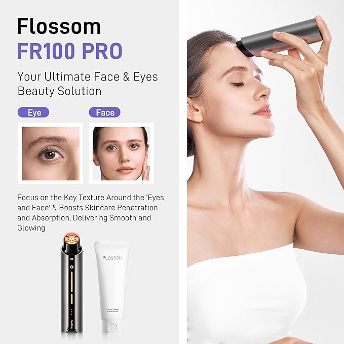 FLOSSOM FR100 PRO Facial Beauty Device with Moisturzing Gel - 3 in 1 Skin Firming, Smoothing and Absorption Boosting Professional Home Beauty Device
