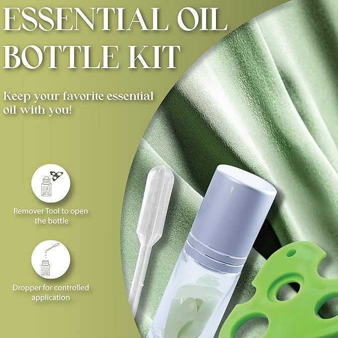 Jade Face Roller - Green Gua Sha Face Roller Kit for Skin Care | Kit Includes Jade Face Roller & Scraper Tool, Face Sponge, Scented Candle, & Crystal Essential Oil Bottle