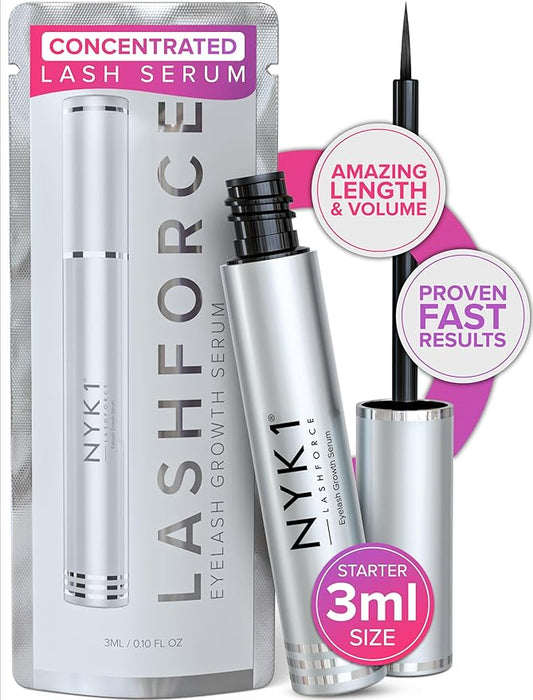 NYK1 CONCENTRATED Lash Serum For Eyelash Growth (3ml) LashForce Eyelash Serum To Grow Lashes Longer And Thicker - Lash Growth Serums For Easy Application And Long Lasting Results For Fuller Eyelashes