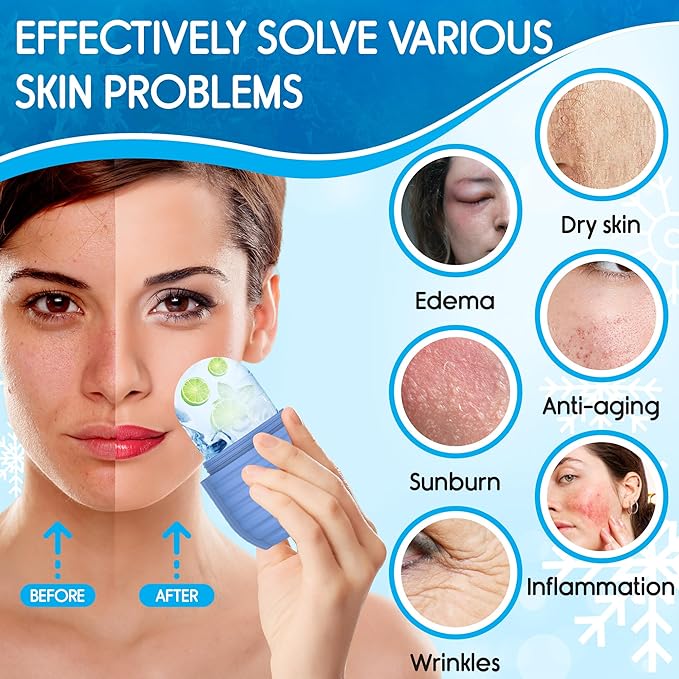 1Pcs Ice Roller for Face, Ice Face Roller, Reusable Silicone Ice Mold for Face, Facial Beauty Ice Roller Skin Care Tools for Shrink Pores Anti Wrinkle Reduce Puffiness (Purple)