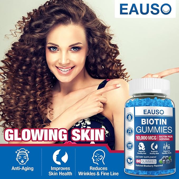 (2 Pack) Biotin Gummies 10,000mcg for Healthy Hair, Skin & Nails for Adults - 120 Gummies Vitamin - Vegan, Non-GMO, Pectin-Based Hair Health Supplement