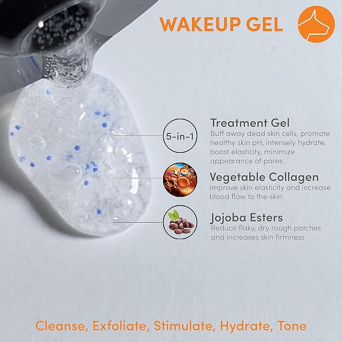 Dogface Deluxe Kit- Men's Red Light Facial Brush, Silicone Bristles Exfoliate & Cleanse, Hyaluronic Acid Moisturizes & Hydrates, Retinol Night Serum- Technobrush, Wakeup Gel, Day Boom & Night Boost