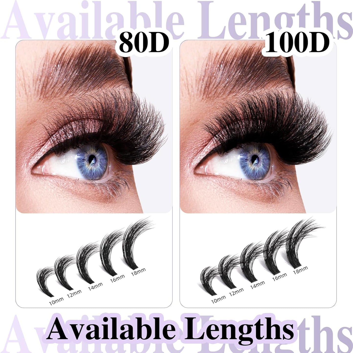 B&Qaugen Lash Clusters Kit 216PCS Lash Extension Kit 3D Eyelash Extension Kit 80D+100D 10-18 Mixed Wispy DIY Lash Extension Kit Voluem Thick Waterproof Lash Clusters Kit（80D+100D-D-10-18MIX）