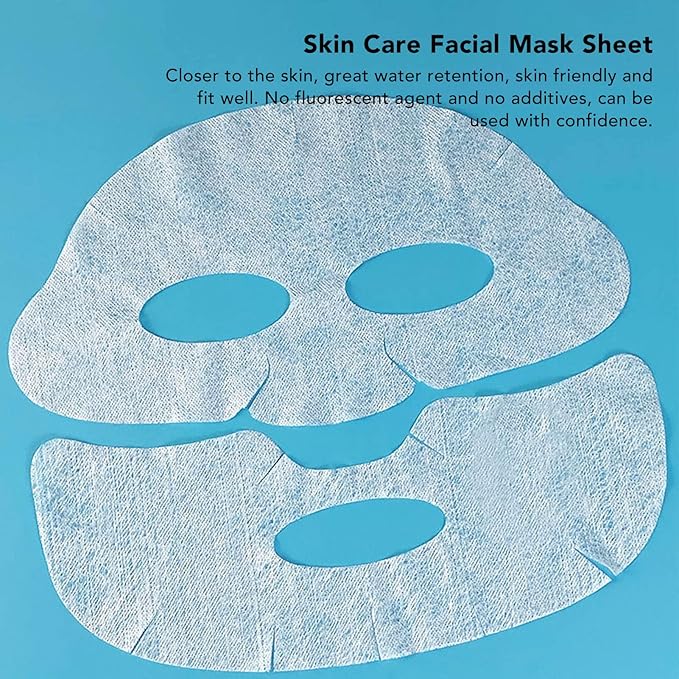 YUYTE 100 Pcs Enlarged Cotton Facial Mask Sheets - Moisturizing, Skin Friendly, DIY Cosmetic Face Skin Care Mask with Soft Silk for Spa Wet Compress, Topical Care