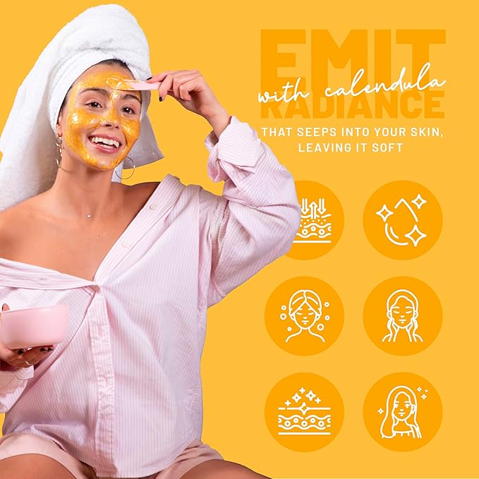 BRÜUN Jelly Mask Jar Calendula Peel-Off Face Care Rubber Mask | 23 fl oz Skin Care Moisturizing Gel Mask Jar Spa Set