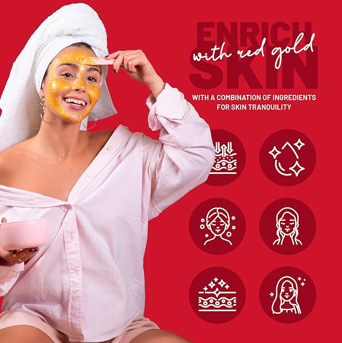 BRÜUN Jelly Mask Jar Red Gold Lactic AC AHA Peel-Off Face Care Rubber Mask | 23 fl oz Skin Care Moisturizing Gel Mask Jar Spa Set