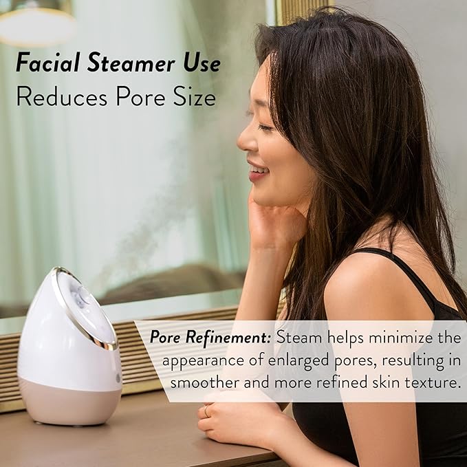 Facial Steamer SPA+ by Microderm GLO - Best Professional Nano Ionic Warm Mist, Home Face Sauna, Portable Humidifier Machine, Deep Clean & Tighten Skin, Daily Hydration for Maximum Serum Absorption