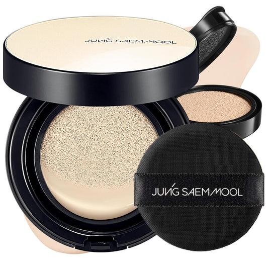 JUNG SAEM MOOL Essential Skin Nuder Cushion 01 Fair 0.98 Fl Oz, Refill Included, SPF 50 Broad Spectrum, Natural Radiant Finish, Lightweight Hydrating Coverage, Korean Cushion Foundation Makeup