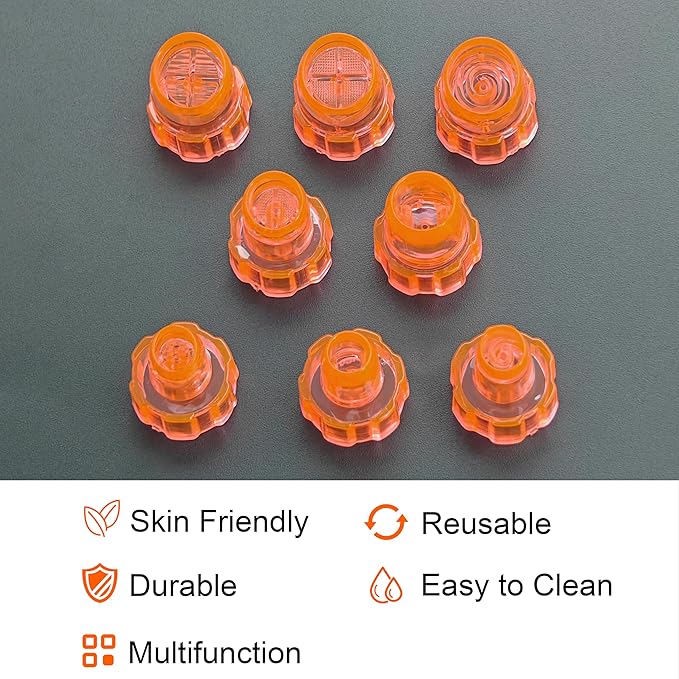 Plastic Cap Beaty Machine Spare Parts Hydro Dermabrasion Water Peeling Tips 8pcs Per Set For Elitzia ETNS900 ETAF131T (Orange)