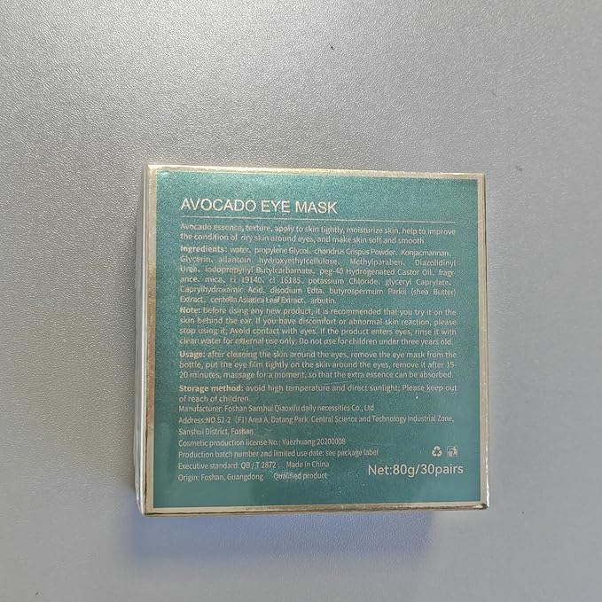 Nourishing Avocado Eye Patches 2-Pack 120 PCS, Collagen Eye Mask for Anti-oxidation and Hydration, Under Eye Patches Suitable for Both Men and Women